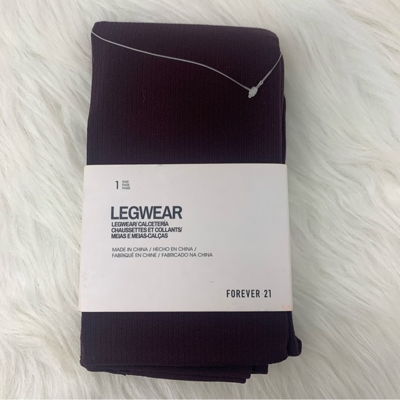 New Forever 21 Ribbed Leggings Sz S/M Small Medium in Dark Burgundy - Picture 2 of 3